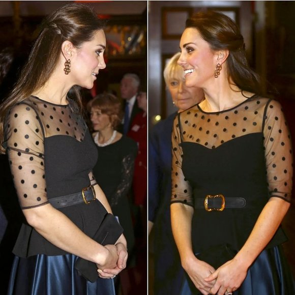 Hobbs 'Invitation Emilia' Black Sheer Sleeve Blouse Top ASO Kate Middleton - Picture 1 of 7